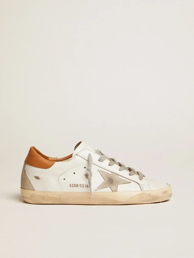 Sneakers Super-Star pour femme avec étoile en daim et languette de talon marron