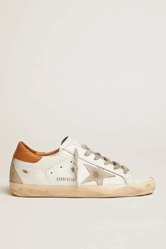 Sneakers Super-Star pour homme avec étoile en daim et languette de talon marron