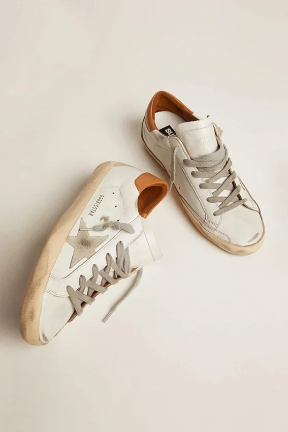 Sneakers Super-Star pour homme avec étoile en daim et languette de talon marron