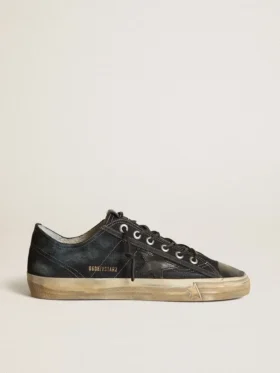 Sneakers V-Star en denim bleu nuit avec étoile et bout en cuir noir