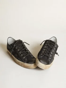 Sneakers V-Star en denim bleu nuit avec étoile et bout en cuir noir