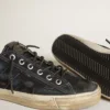 Sneakers V-Star en denim bleu nuit avec étoile et bout en cuir noir