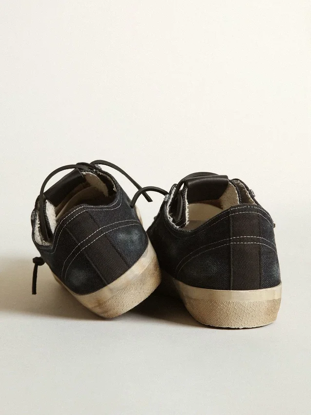 Sneakers V-Star en denim bleu nuit avec étoile et bout en cuir noir