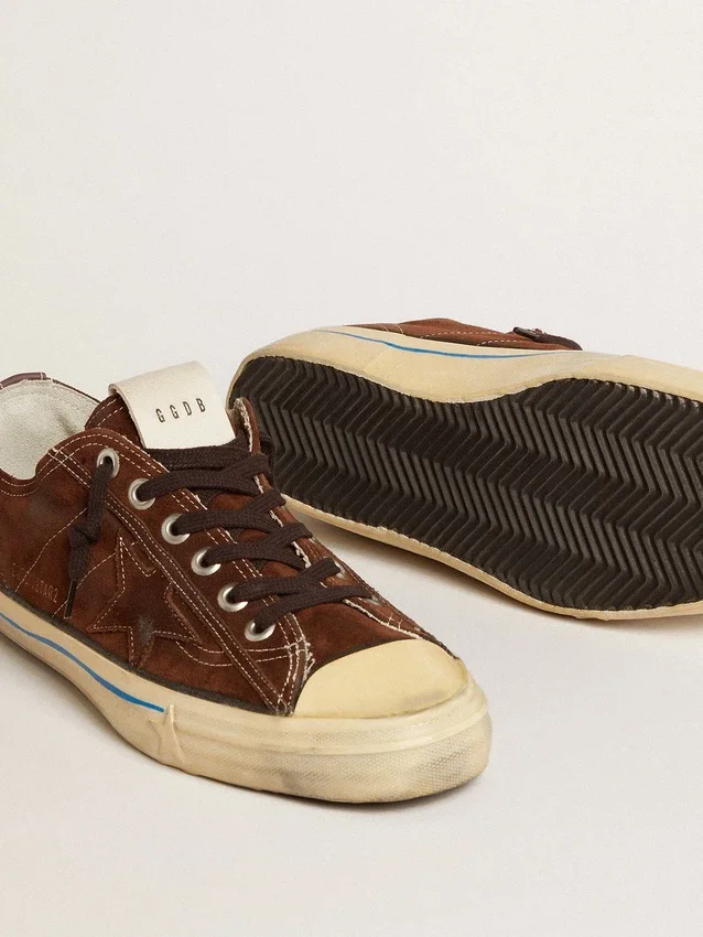Sneakers V-Star LTD pour homme en daim marron foncé avec étoile ton sur ton