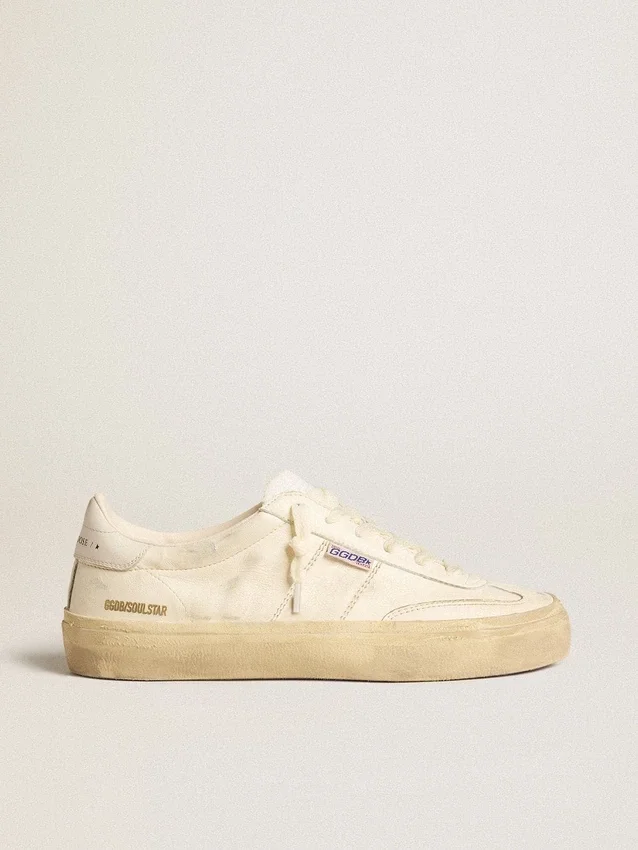 Soul Star en cuir nappa blanc avec étoile en cuir blanc