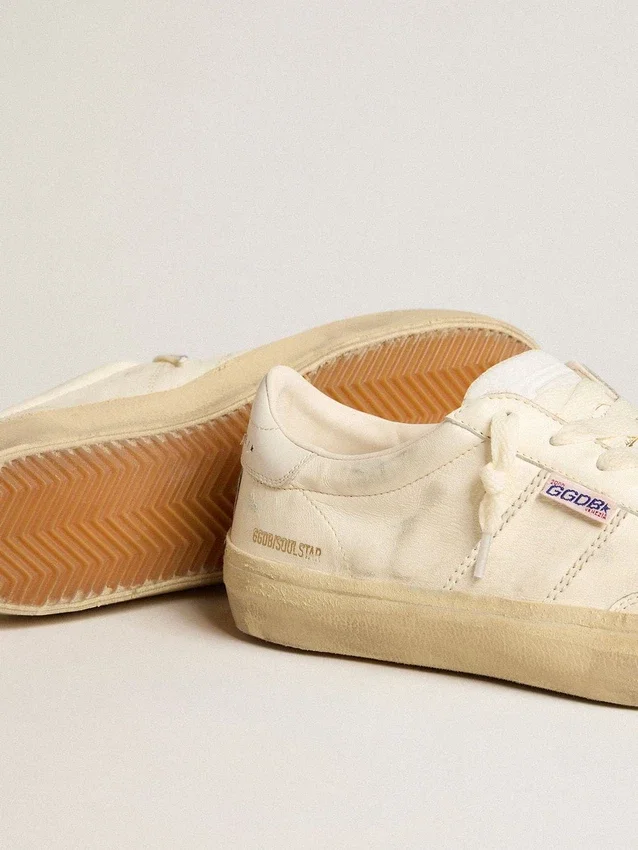 Soul Star en cuir nappa blanc avec étoile en cuir blanc