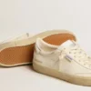 Soul Star en nappa blanc avec languette de talon en cuir argent métallisé