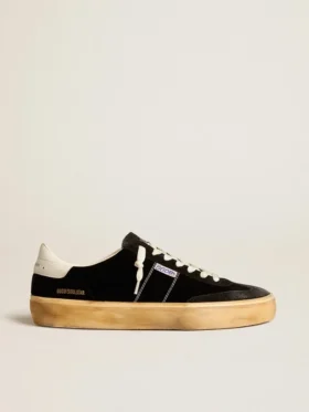 Soul Star en velours noir avec languette de talon en cuir blanc