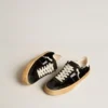 Soul Star en velours noir avec languette de talon en cuir blanc