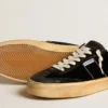 Soul Star en velours noir avec languette de talon en cuir blanc