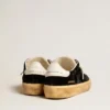 Soul Star en velours noir avec languette de talon en cuir blanc