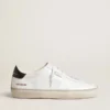 Soul Star pour femme en cuir blanc avec languette de talon en cuir noir