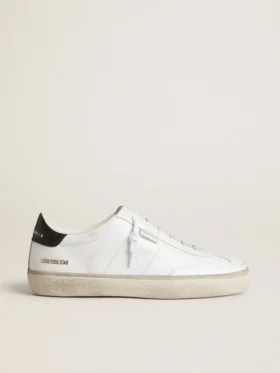 Soul Star pour femme en cuir blanc avec languette de talon en cuir noir