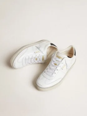 Soul Star pour femme en cuir blanc avec languette de talon en cuir noir