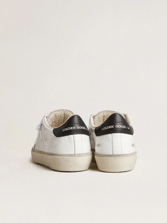 Soul Star pour femme en cuir blanc avec languette de talon en cuir noir