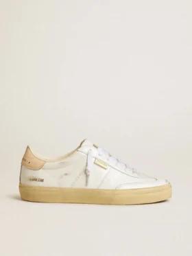 Soul Star pour femme en cuir blanc avec languette de talon en cuir rose