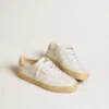 Soul Star pour femme en cuir blanc avec languette de talon en cuir rose