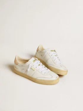 Soul Star pour femme en cuir blanc avec languette de talon en cuir rose