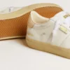 Soul Star pour femme en cuir blanc avec languette de talon en cuir rose