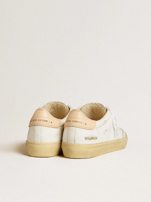 Soul Star pour femme en cuir blanc avec languette de talon en cuir rose