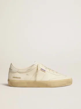 Soul Star pour femme en cuir nappa blanc avec languette de talon en cuir blanc