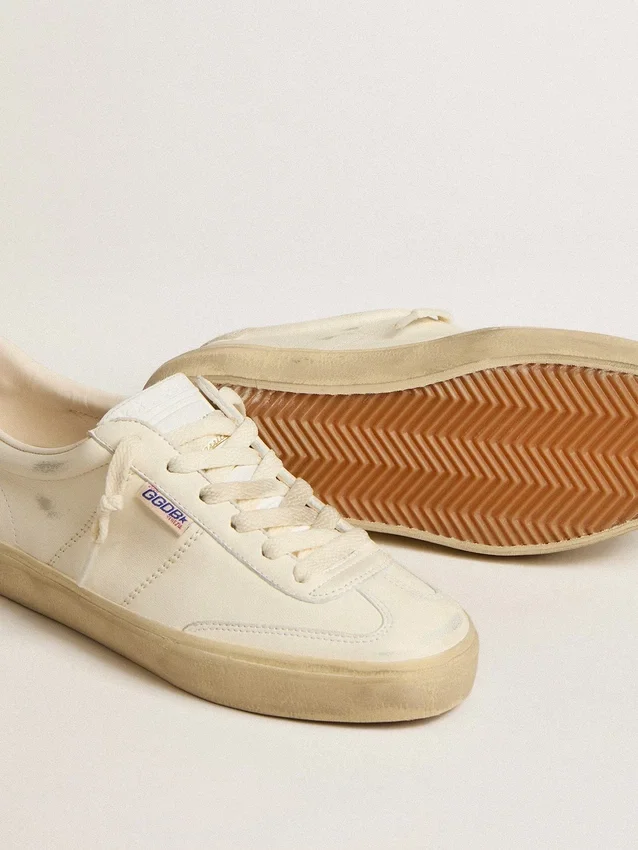 Soul Star pour femme en cuir nappa blanc avec languette de talon en cuir blanc