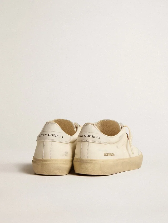 Soul Star pour femme en cuir nappa blanc avec languette de talon en cuir blanc