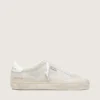 Soul Star pour femme en daim beige avec languette de talon en cuir blanc