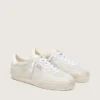Soul Star pour femme en daim beige avec languette de talon en cuir blanc