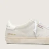 Soul Star pour femme en daim beige avec languette de talon en cuir blanc