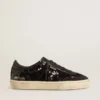 Soul Star pour femme en paillettes noires avec languette de talon en daim noir