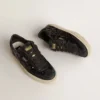 Soul Star pour femme en paillettes noires avec languette de talon en daim noir