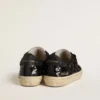 Soul Star pour femme en paillettes noires avec languette de talon en daim noir