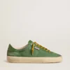 Soul Star pour homme en daim vert avec languette de talon en cuir vert