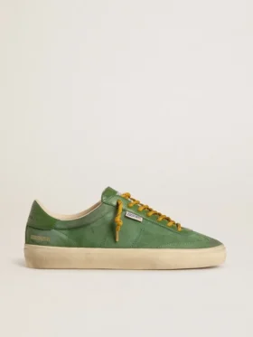 Soul Star pour homme en daim vert avec languette de talon en cuir vert