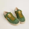 Soul Star pour homme en daim vert avec languette de talon en cuir vert