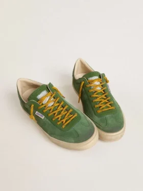 Soul Star pour homme en daim vert avec languette de talon en cuir vert
