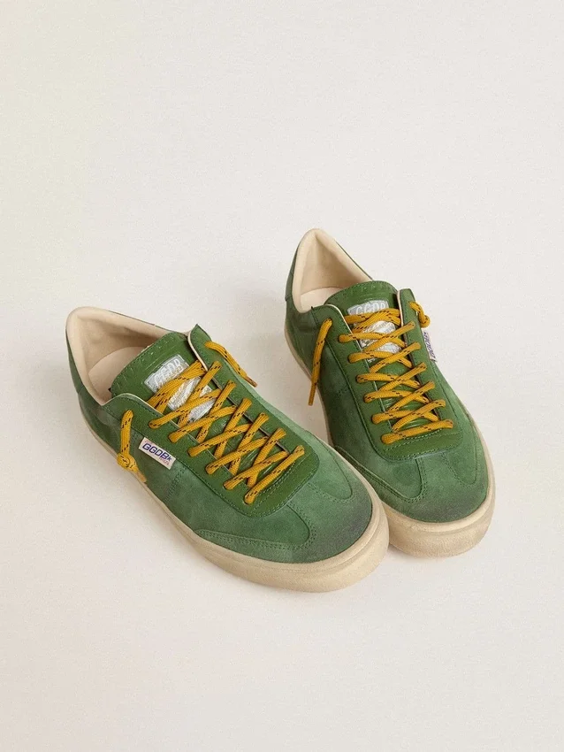 Soul Star pour homme en daim vert avec languette de talon en cuir vert