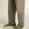 Soul Star pour homme en daim vert avec languette de talon en cuir vert