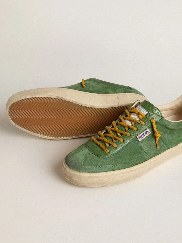 Soul Star pour homme en daim vert avec languette de talon en cuir vert
