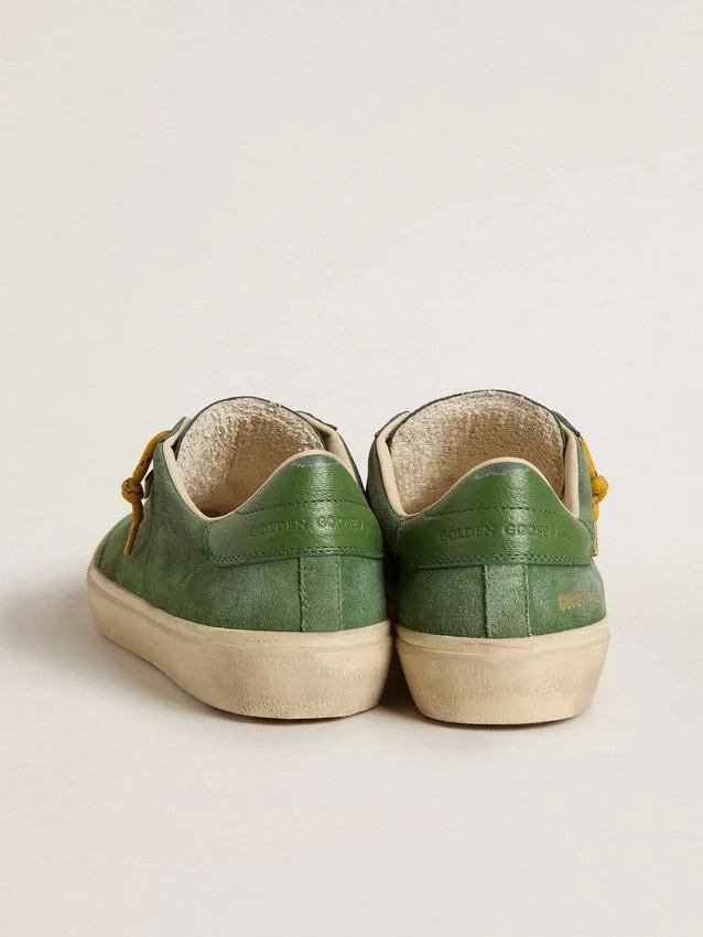 Soul Star pour homme en daim vert avec languette de talon en cuir vert