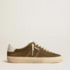Soul Star pour homme en daim vert avec languette et talon en cuir blanc