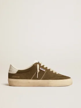 Soul Star pour homme en daim vert avec languette et talon en cuir blanc