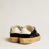 Soul Star pour homme en velours noir avec languette de talon en cuir blanc