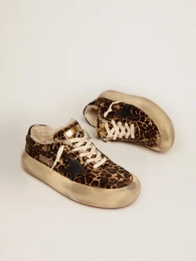 Space-Star pour homme en cuir de poney à imprimé animalier et doublure en peau de mouton