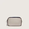 Star Bag en cuir blanc beurre avec étoile noire et détails bordeaux et bleu foncé