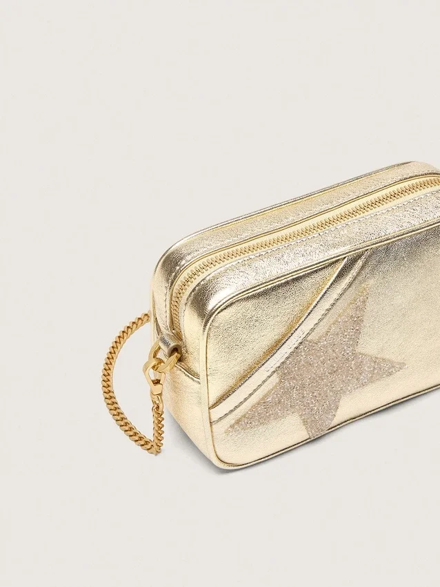 Star Bag en cuir couleur platine avec étoile Swarovski
