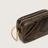 Star Bag en cuir marron foncé vieilli avec étoile ton sur ton