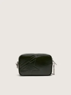 Star Bag en cuir noir avec étoile ton sur ton