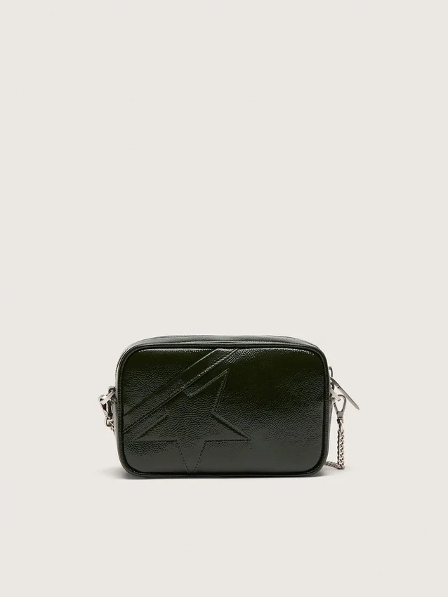 Star Bag en cuir noir avec étoile ton sur ton